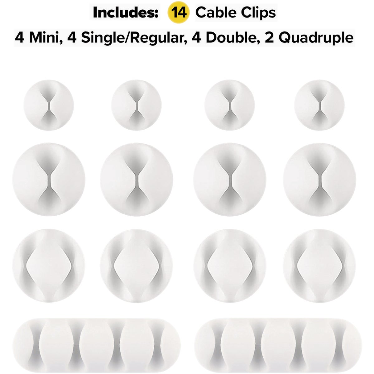 Wrap-It Storage Single White Cable Clip (14-Pack)