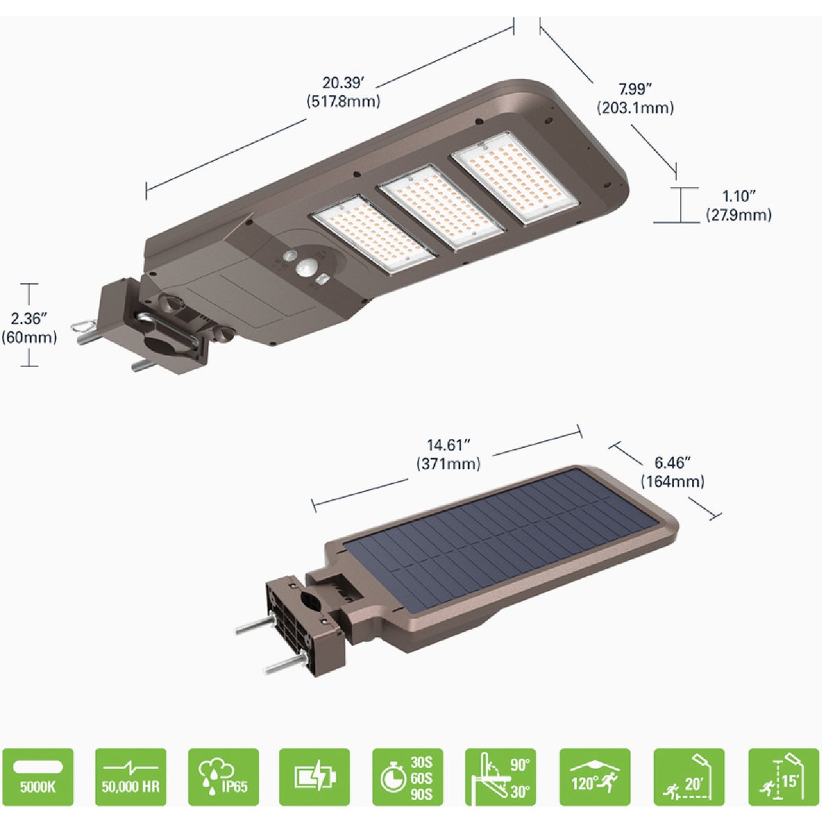 Halo Bronze Motion Activated Dusk to Dawn 3000 Lm. Solar Flood Light with Remote Control Image 2