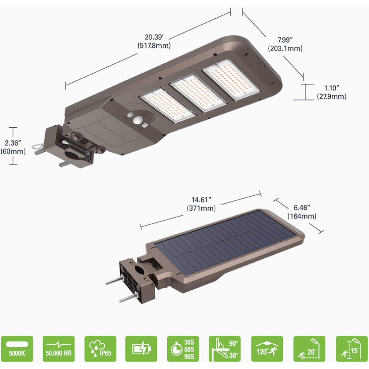 Halo Bronze Motion Activated Dusk to Dawn 3000 Lm. Solar Flood Light with Remote Control Image 2