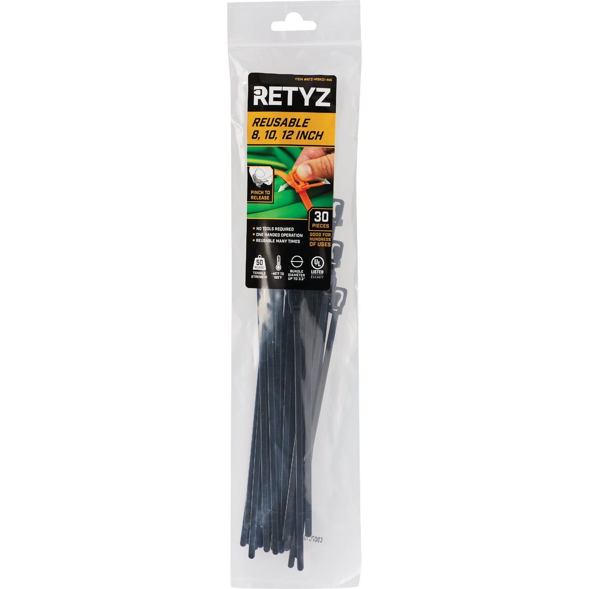 RETYZ EveryTie 8 In./10 In./12 In. Combo Pack Releasable Tie (30-Pack) Image 2