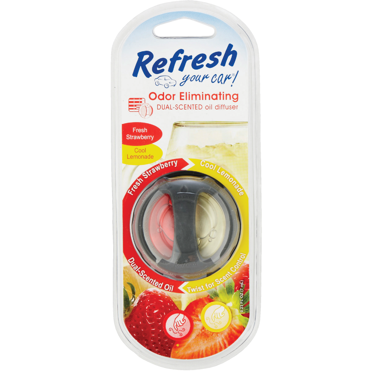 Refresh Your Car Oil Diffuser Car Air Freshener, Fresh Strawberry/Cool Lemonade