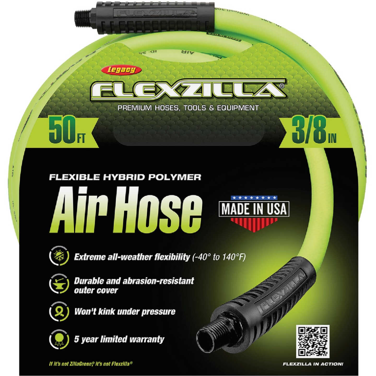 Flexzilla 3/8 In. x 50 Ft. Polymer-Blend Air Hose with 1/4 In. MNPT Fittings Image 7