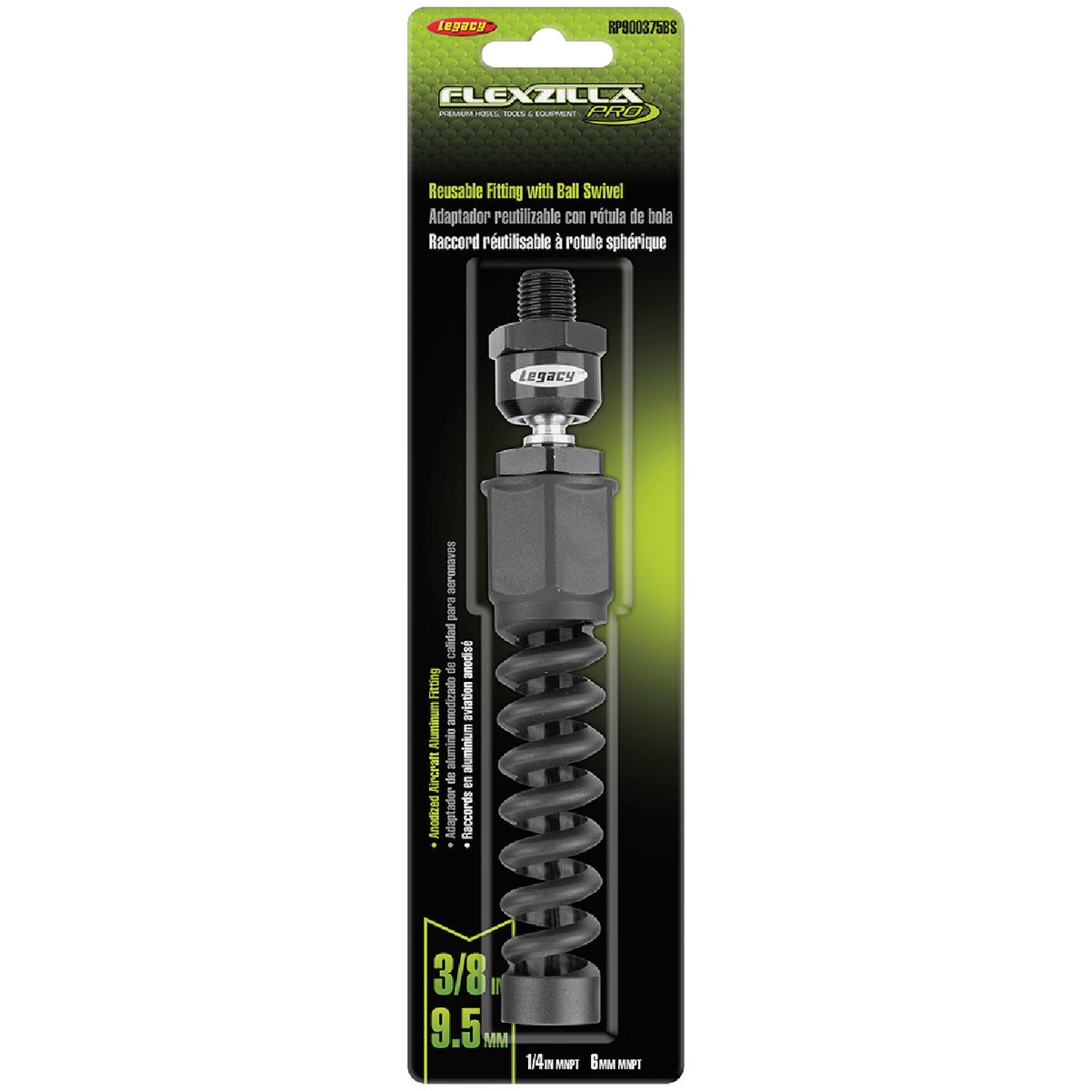 Flexzilla Pro 3/8 In. Barb Reusable Air Hose End with Ball Swivel Image 5