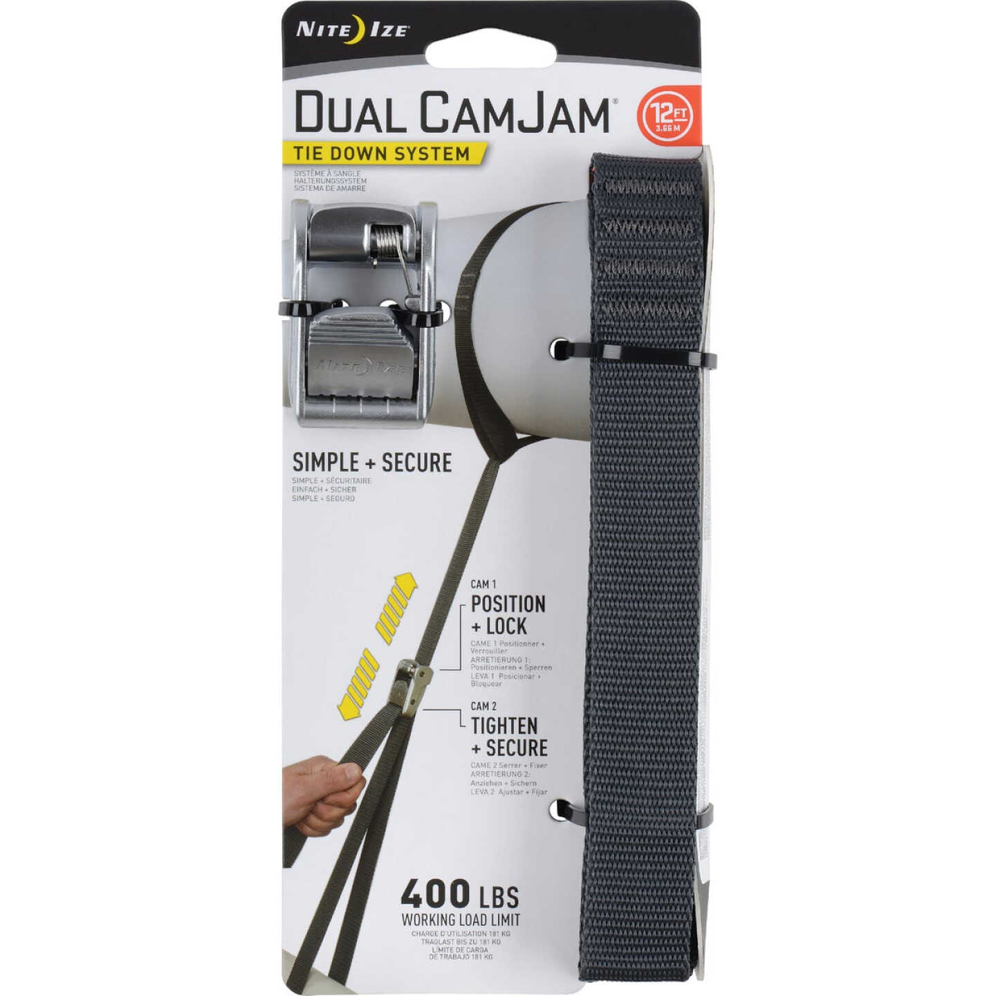 Nite Ize Dual CamJam 1 In. x 12 Ft. 400-Lb. Working Load Limit Tie-Down Strap Image 1