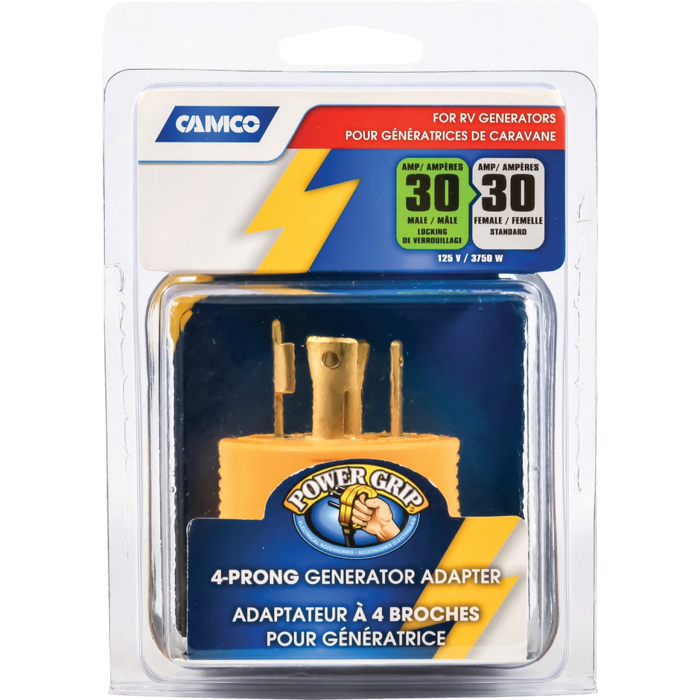 Camco Power Grip 30-Amp 4-Prong RV Generator Adapter Image 1