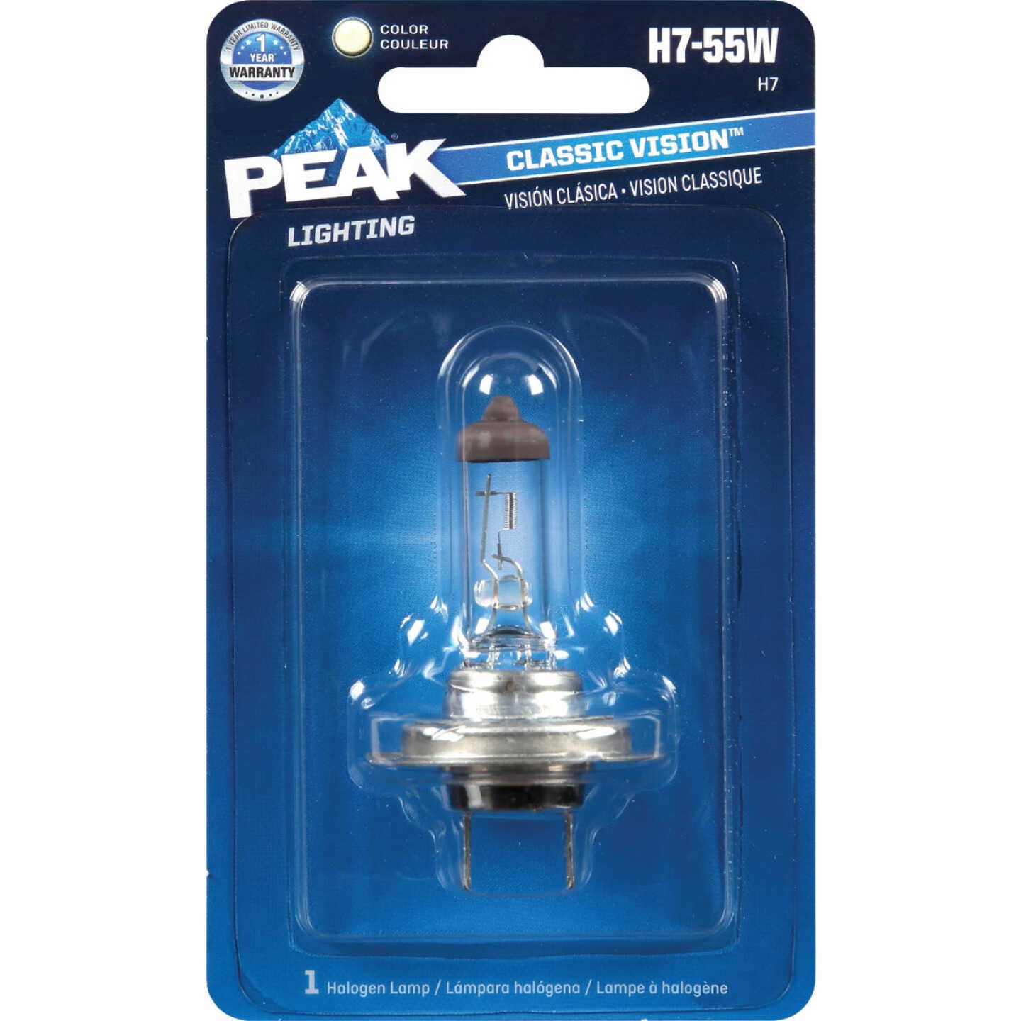 PEAK Classic Vision H7-55W 12V Halogen Automotive Bulb Image 1