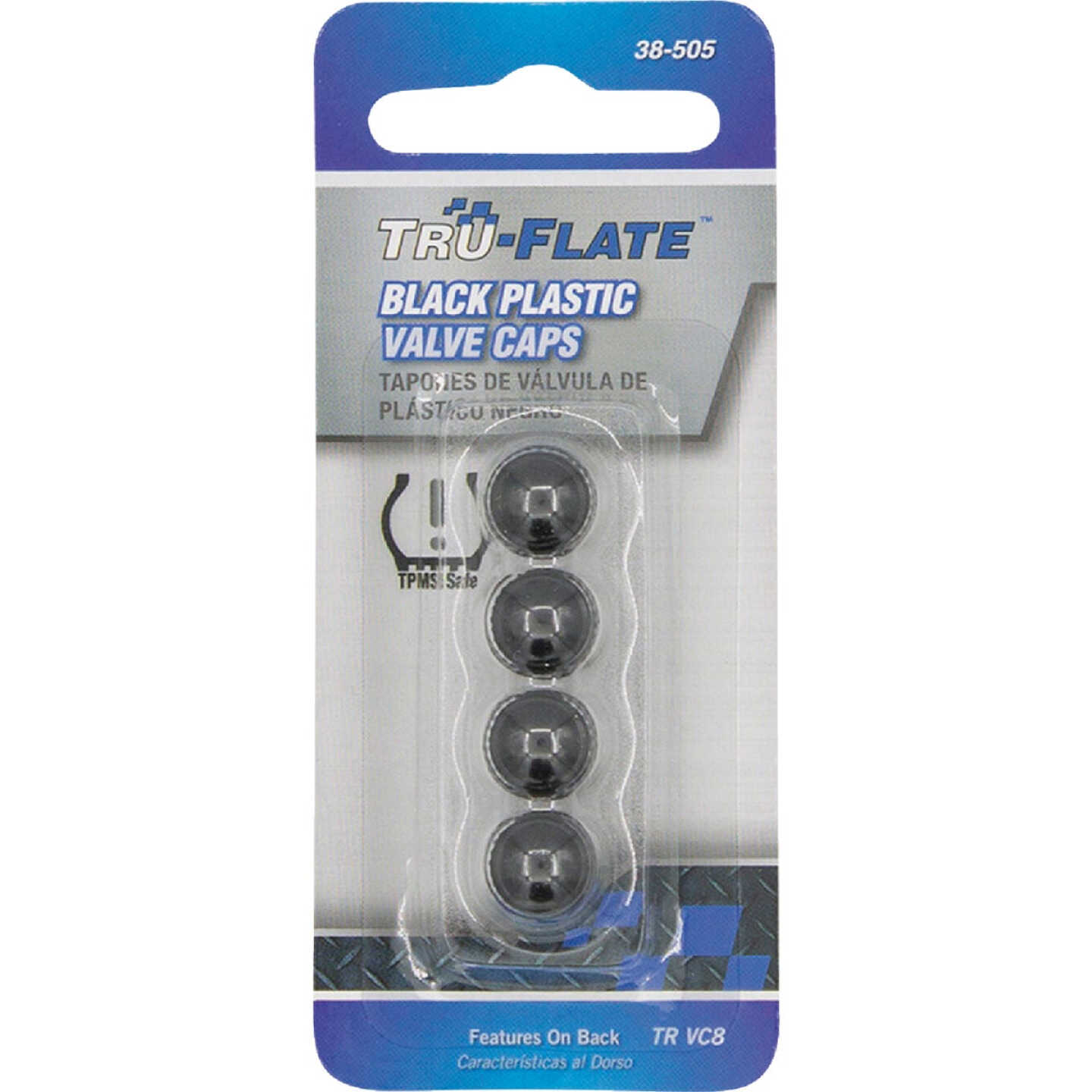 Tru-Flate Plastic Black Tire Valve Cap (4-Pack) Image 2