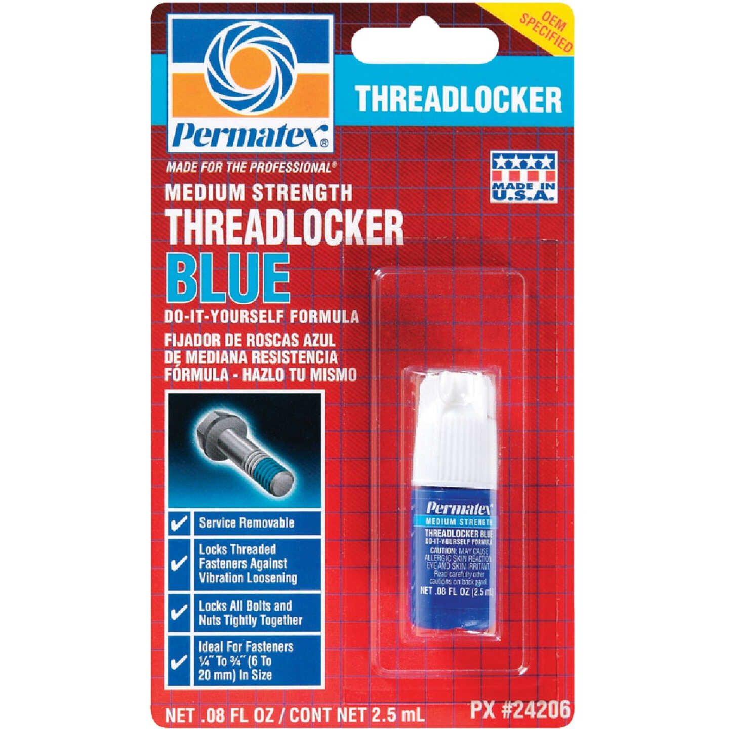 PERMATEX 0.08 Oz. Blue Medium Strength Threadlocker Image 1