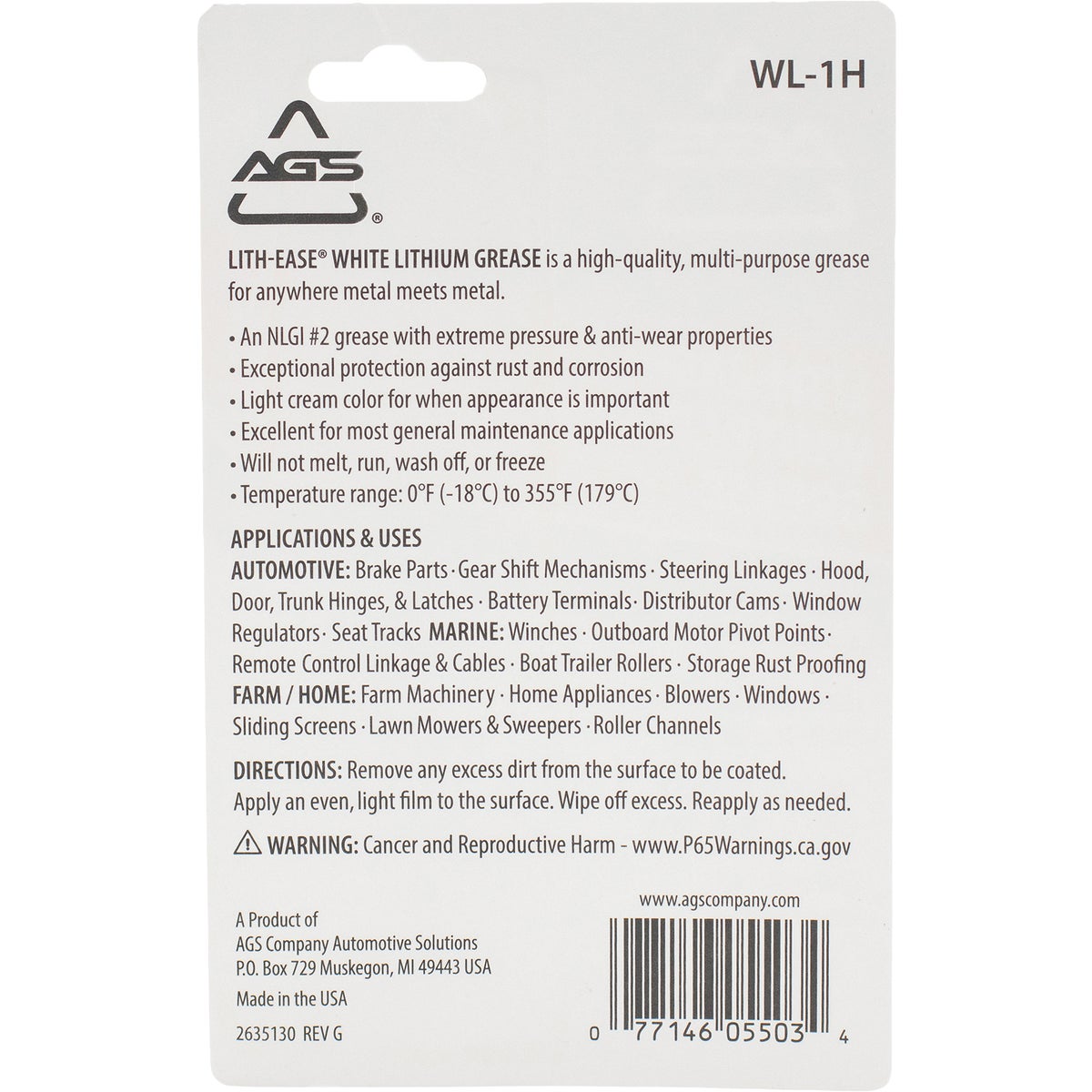 AGS Lith-Ease 1.25 Oz. Tube White Lithium Grease Image 4