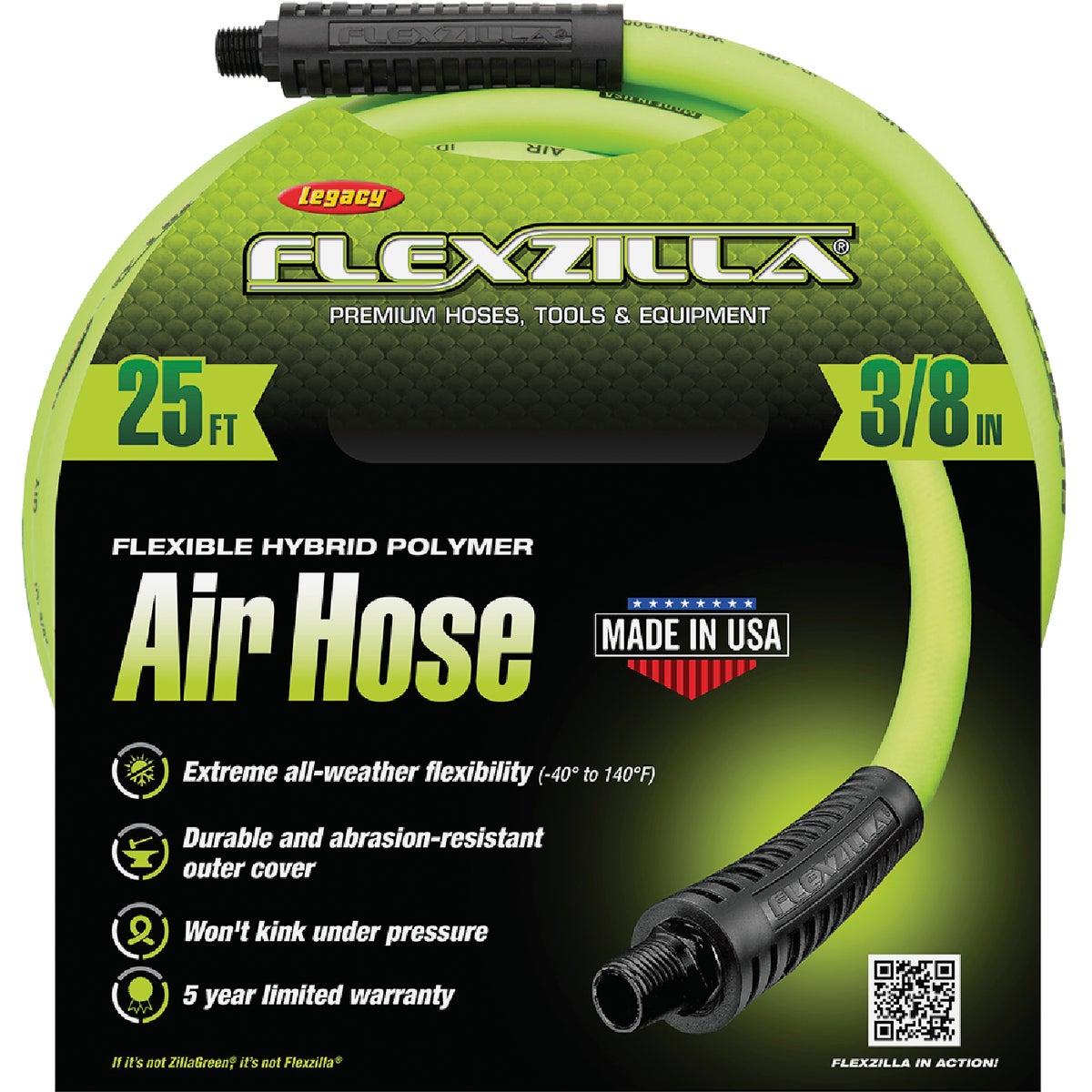 Flexzilla 3/8 In. x 25 Ft. Polymer-Blend Air Hose with 1/4 In. MNPT Fittings Image 7