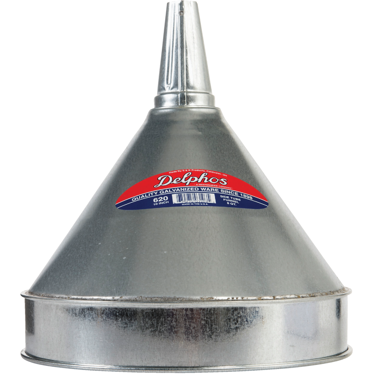 Delphos Heavy-Duty 6 Qt. Galvanized Steel Funnel with Side Spout Image 2