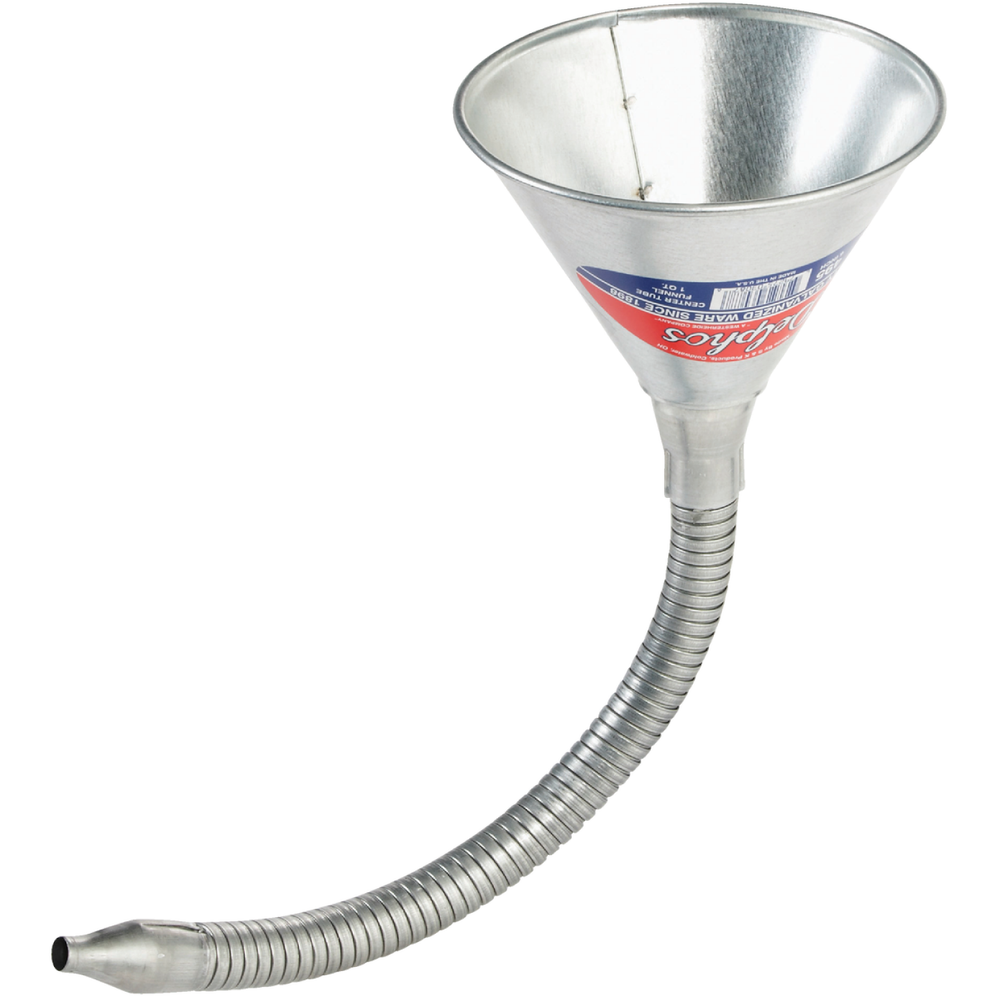Delphos 1 Qt. Galvanized Steel Transmission Funnel with Flexible Spout Image 1