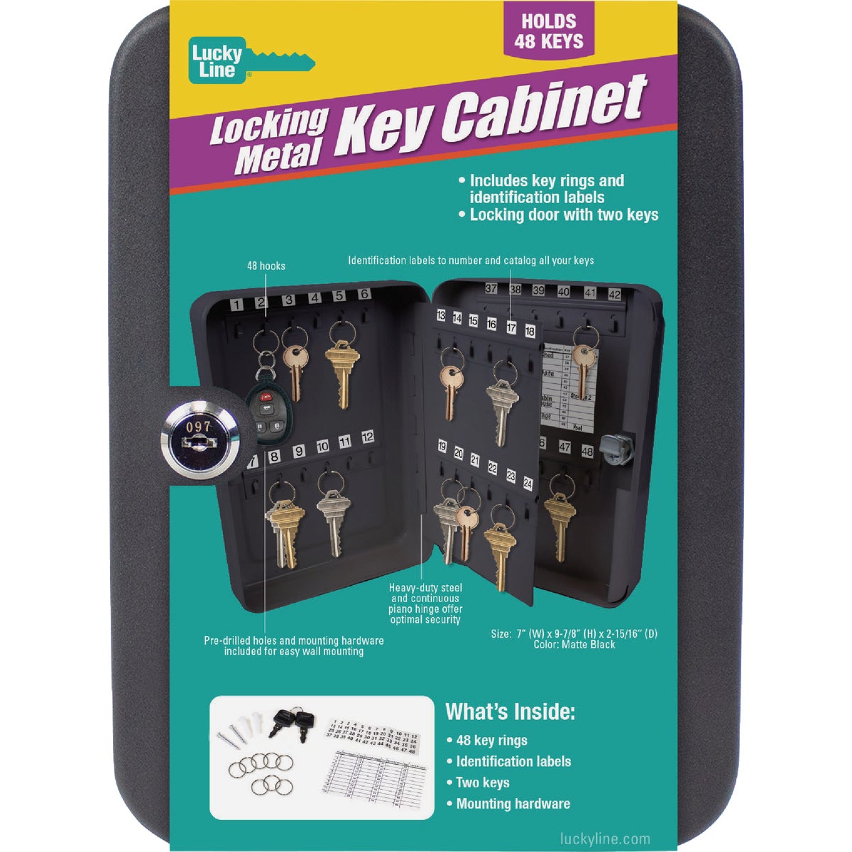 Lucky Line Metal Cabinet Key Hider (48-Hook) Image 2