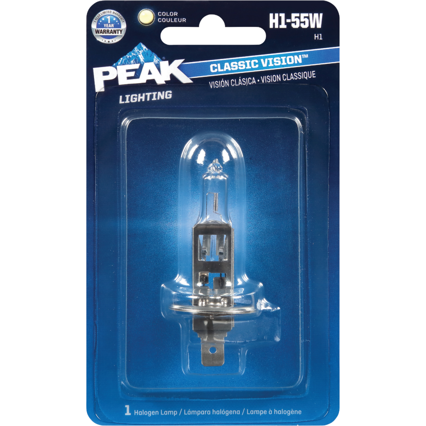 PEAK Classic Vision H1-55W 12.8V Halogen Automotive Bulb Image 1