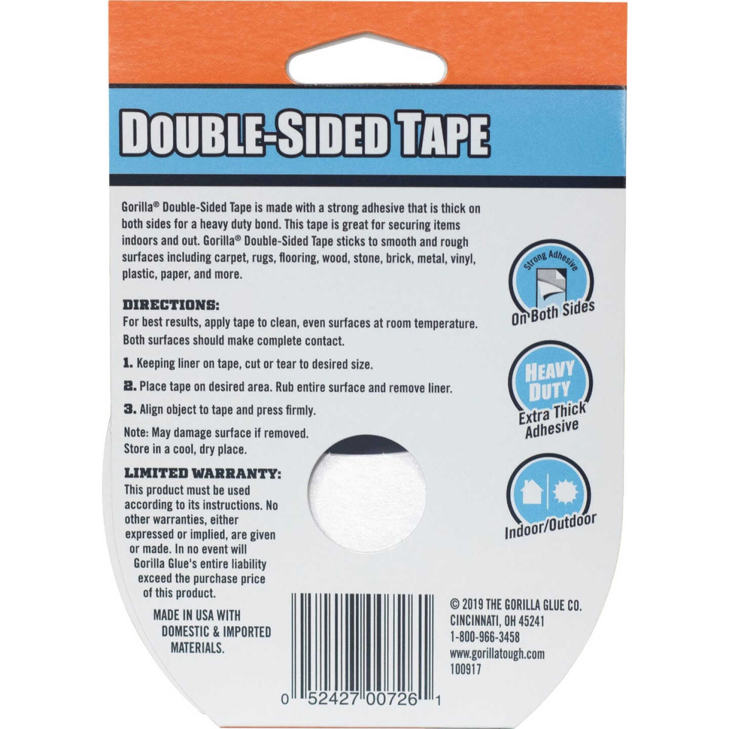 Gorilla 1.41 In. x 8 Yd. Double-Sided Duct Tape, Gray Image 5