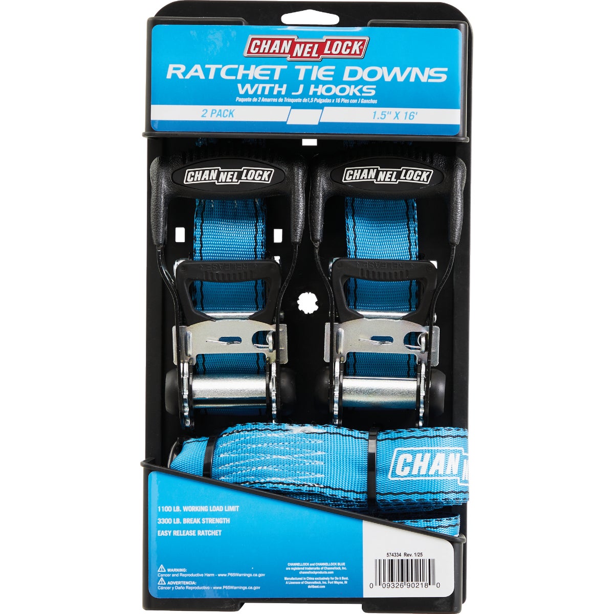 Channellock 1.5 In. x 16 Ft. Ratchet Tie Down With Hooks (2-Piece) Image 2