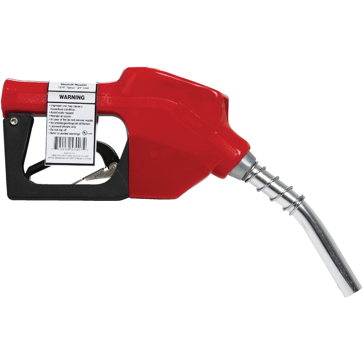 Apache 13/16 In. Spout Auto Shut-Off Unleaded Fuel Nozzle, Red Image 2