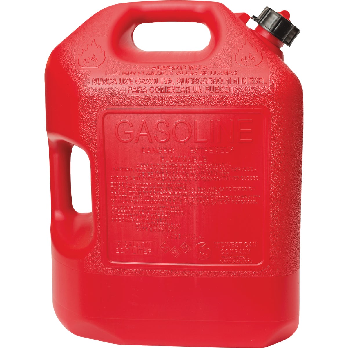  Midwest Can 6 Gal. Plastic Auto Shut Off Gasoline Fuel Can, Red Image 2