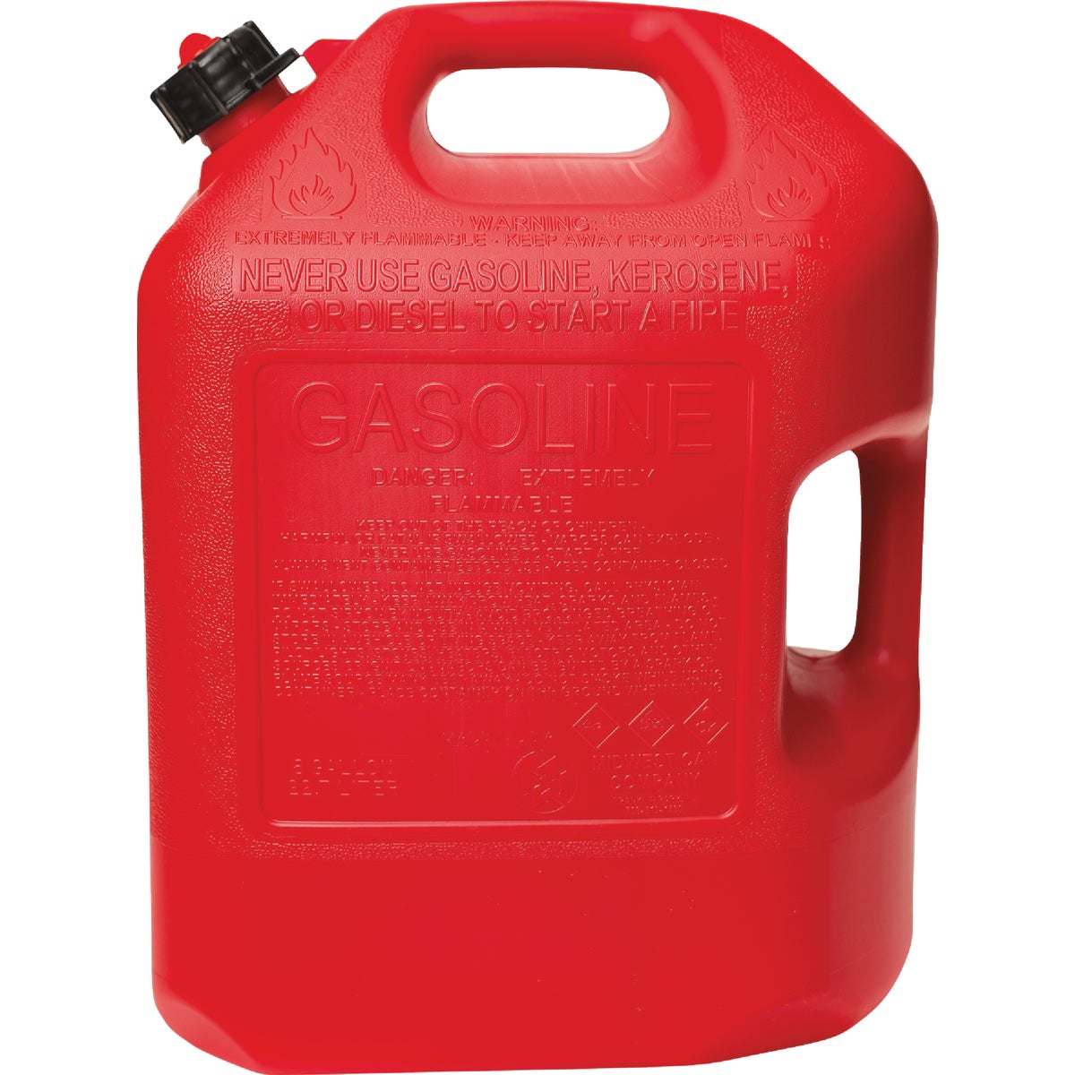  Midwest Can 6 Gal. Plastic Auto Shut Off Gasoline Fuel Can, Red Image 4