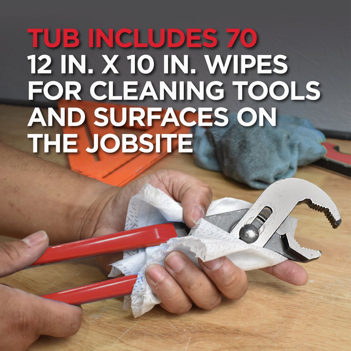 Hercules Multi-Purpose 12 In. x 10 In. Jobsite Wipes (70-Ct.) Image 2