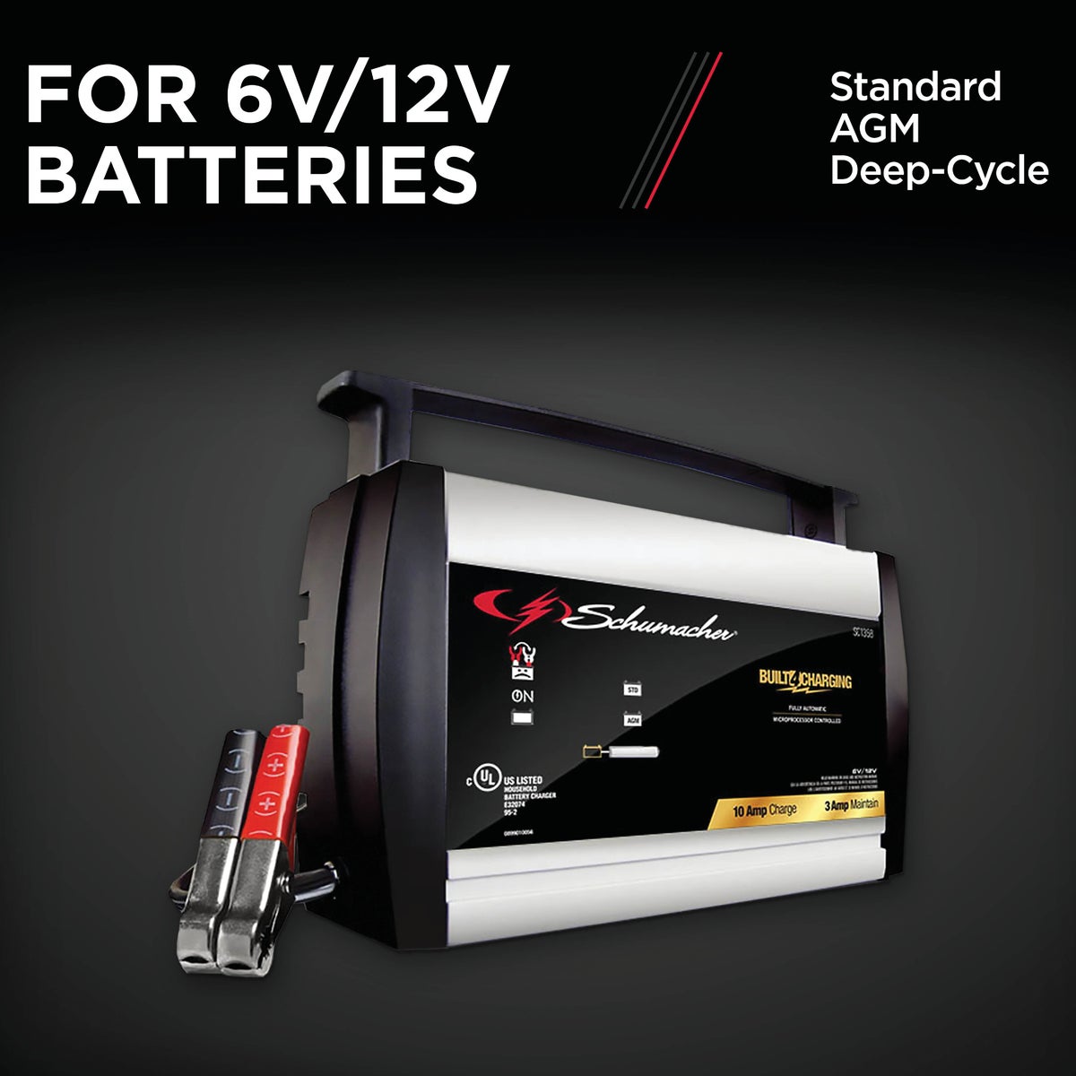  Schumacher Automatic 6V and 12V 10A Automotive and Marine Battery Charger Image 3