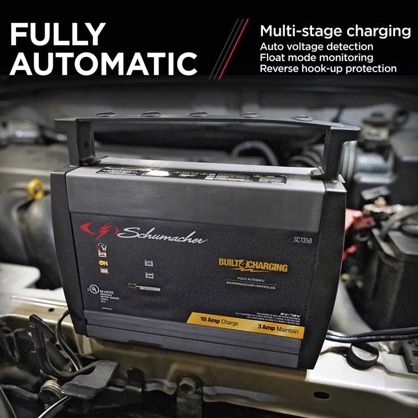 Schumacher Automatic 6V and 12V 10A Automotive and Marine Battery Charger Image 4