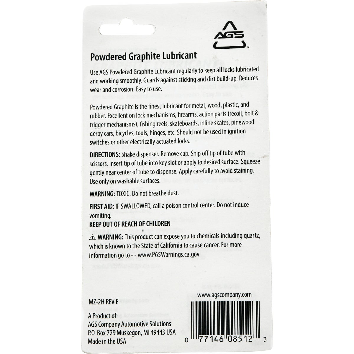 AGS 0.21 Oz. Tube Powdered Graphite Dry Lubricant Image 4