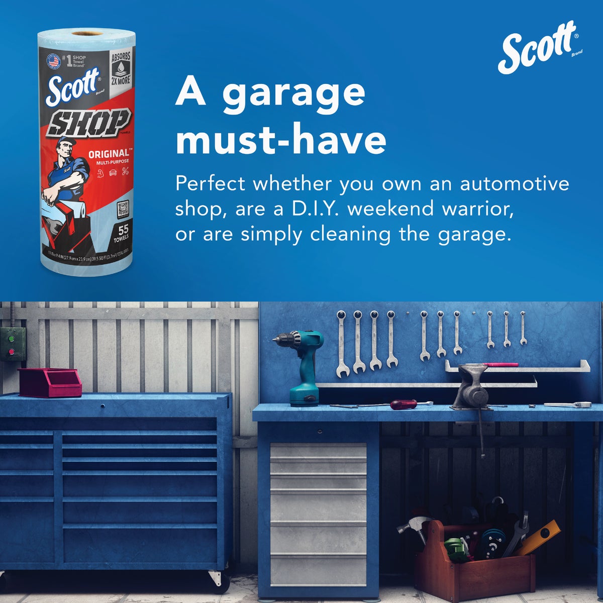 Scott 11 In. W x 9.4 In. L Disposable Original Shop Towel (55-Sheets) Image 4