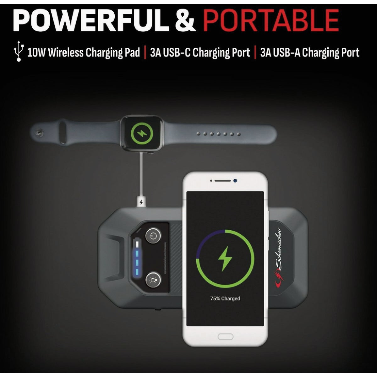 Schumacher Automatic 4-in-1 Lithium 12V Automotive Jump Starter with Wireless Portable Power Pack Image 5