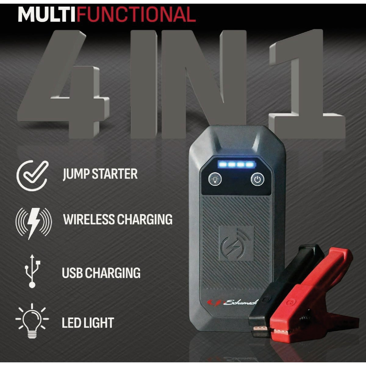 Schumacher Automatic 4-in-1 Lithium 12V Automotive Jump Starter with Wireless Portable Power Pack Image 3