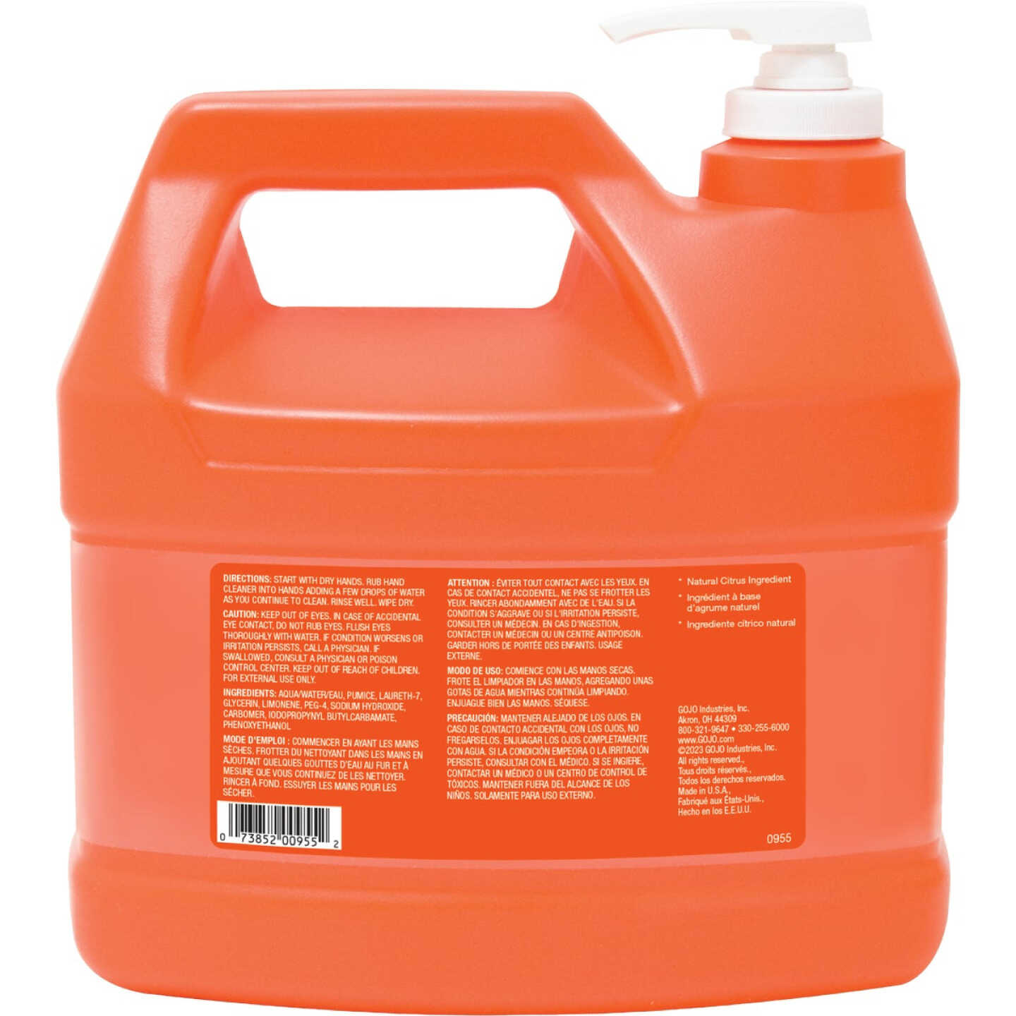 GOJO Natural Orange 1 Gal. Lotion Hand Cleaner with Pumice Pump Bottle Image 7