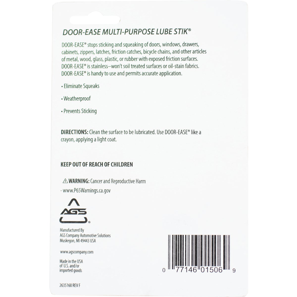 AGS Door-Ease 1.6 Oz. Tube Multi-Purpose Lubricant Image 3