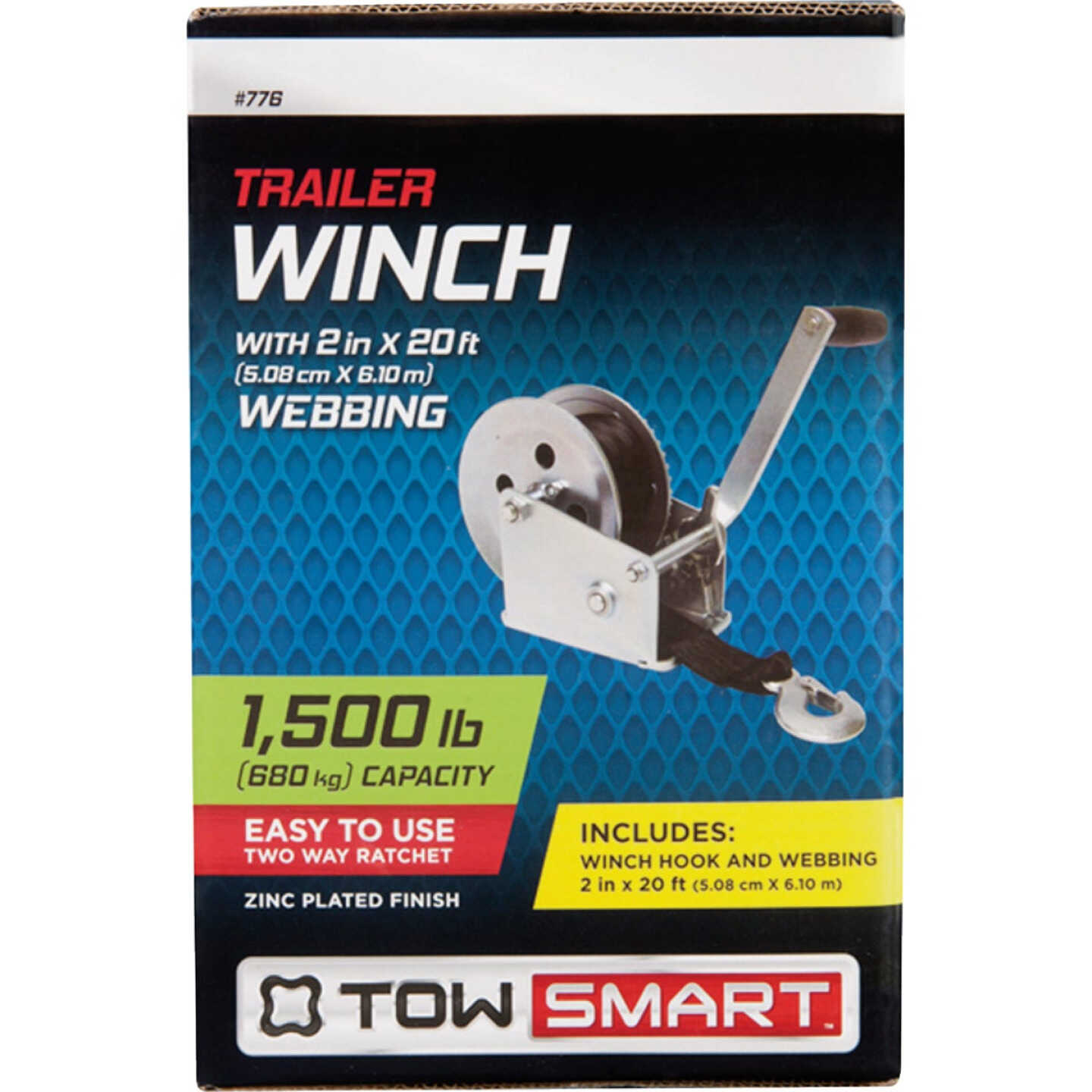 TowSmart Manual Trailer Hand Winch, 1500 Lb. Capacity Image 2