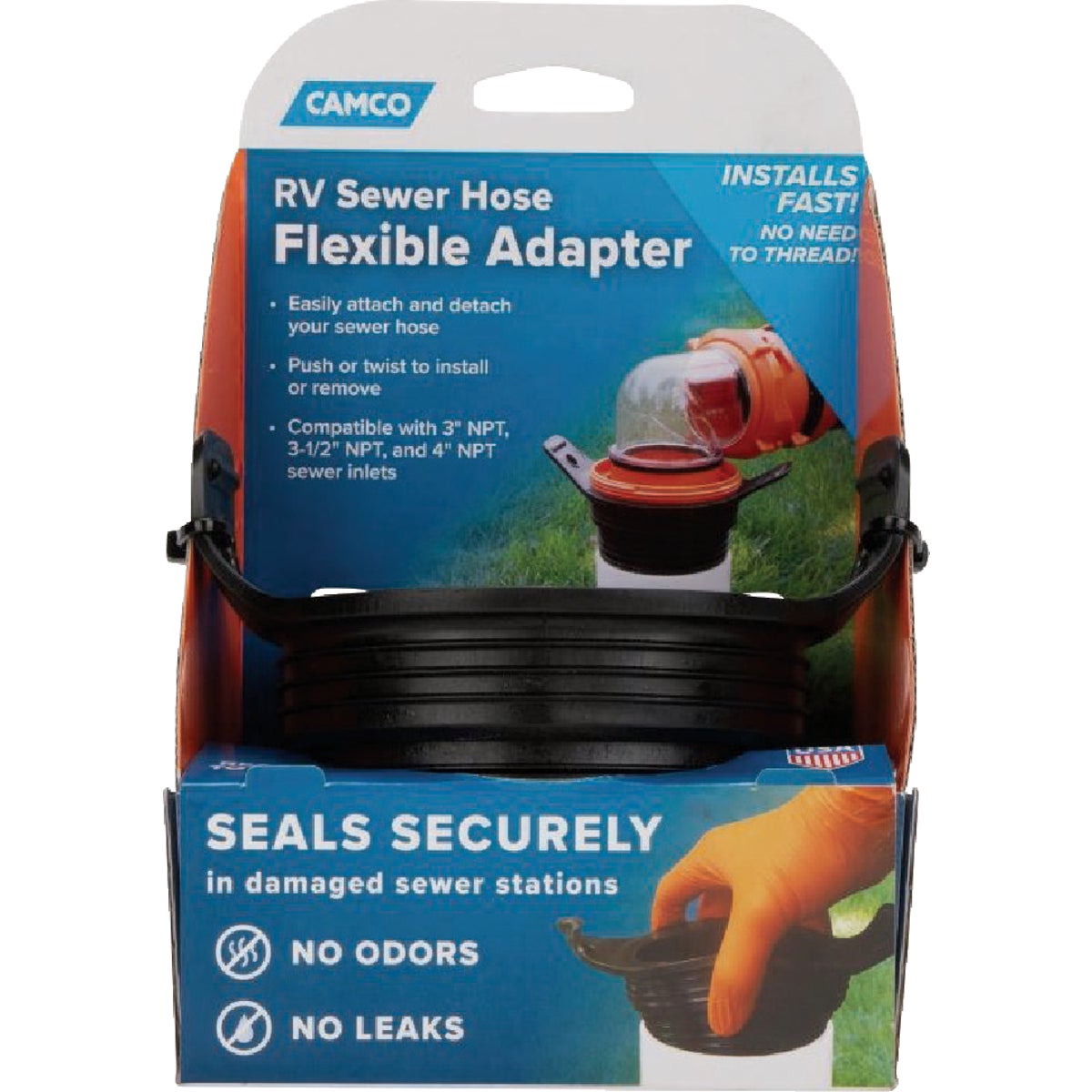 Camco Flexible 3-in-1 RV Sewer Hose Flexible Adapter