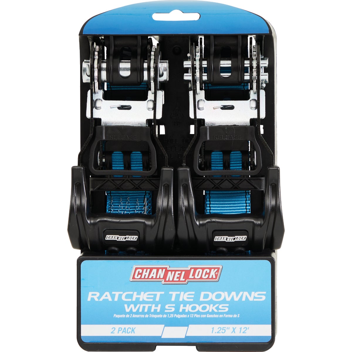 Channellock 1.25 In. x 12 Ft. Ratchet Tie Down With S Hooks (2-Pack) Image 2