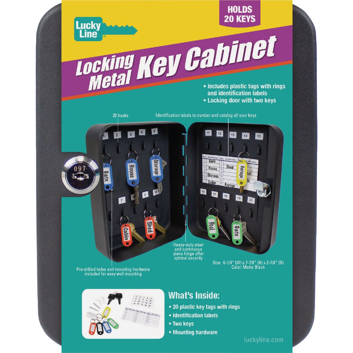 Lucky Line Metal Cabinet Key Hider (20-Hook) Image 2