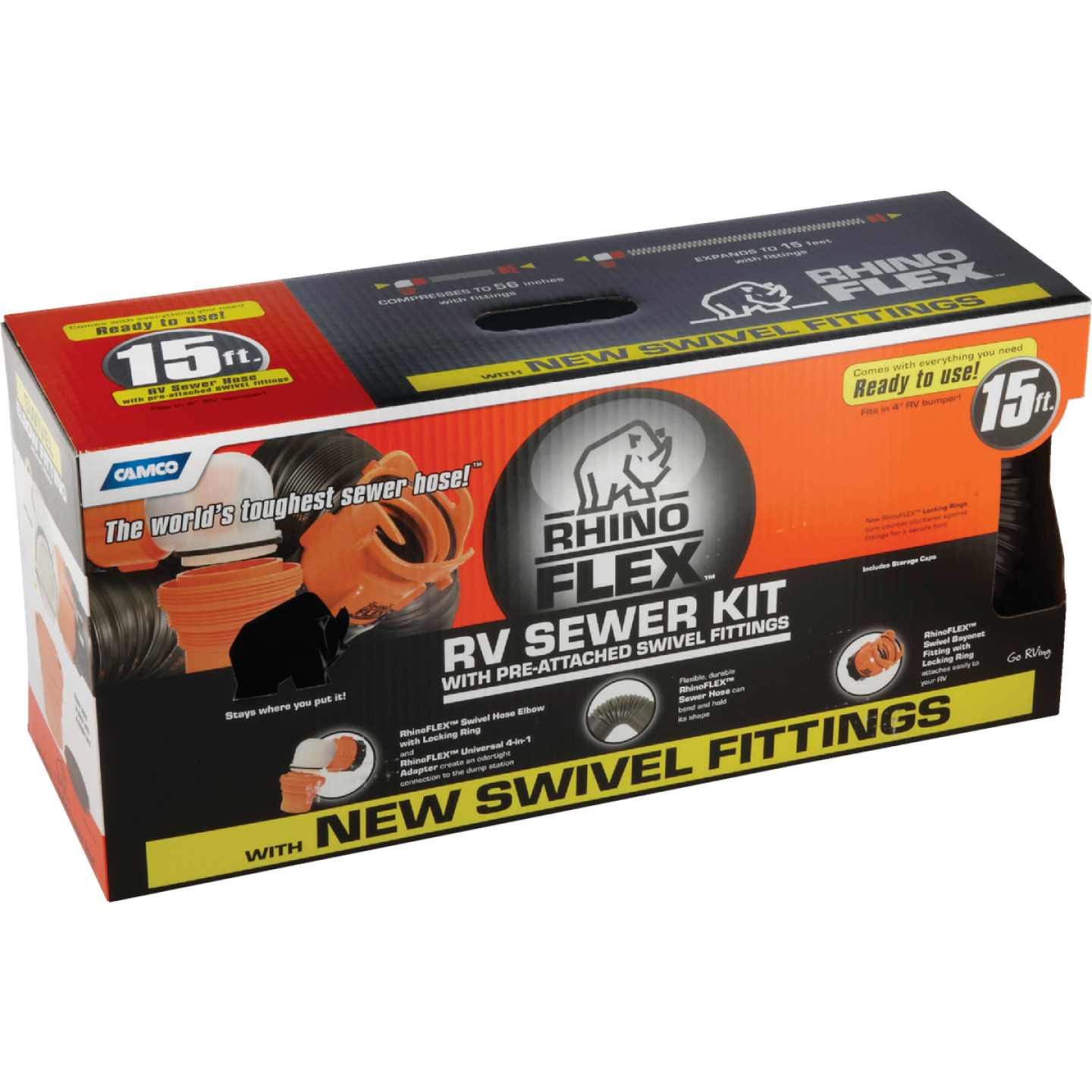 Camco 15 Ft. RhinoFlex RV Sewer Kit Image 2