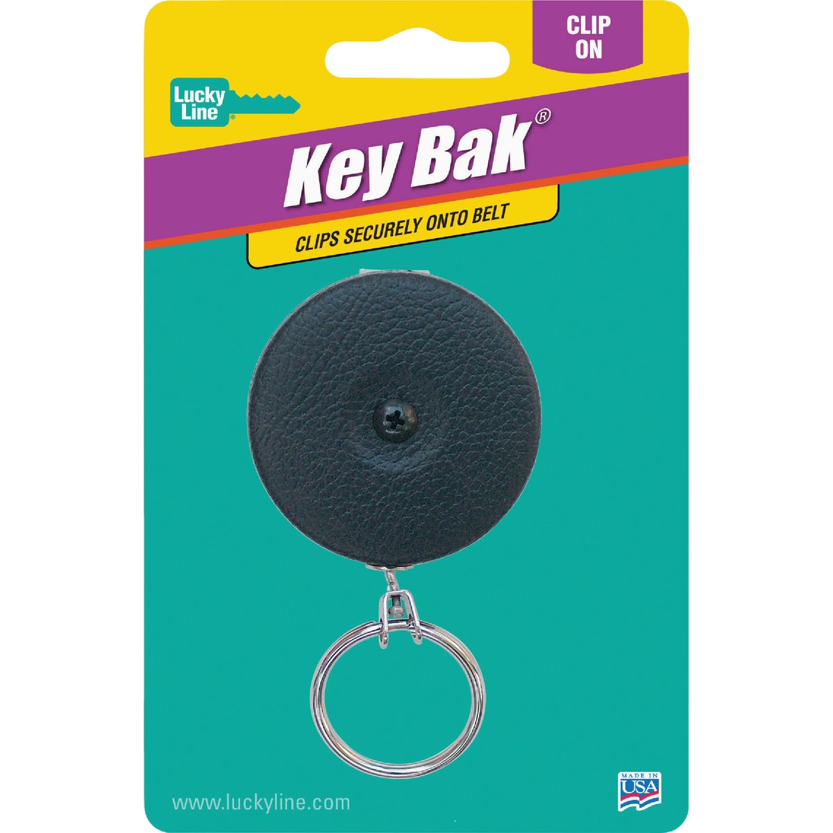 Lucky Line Clip-On 24 In. Black Retractable Key Chain