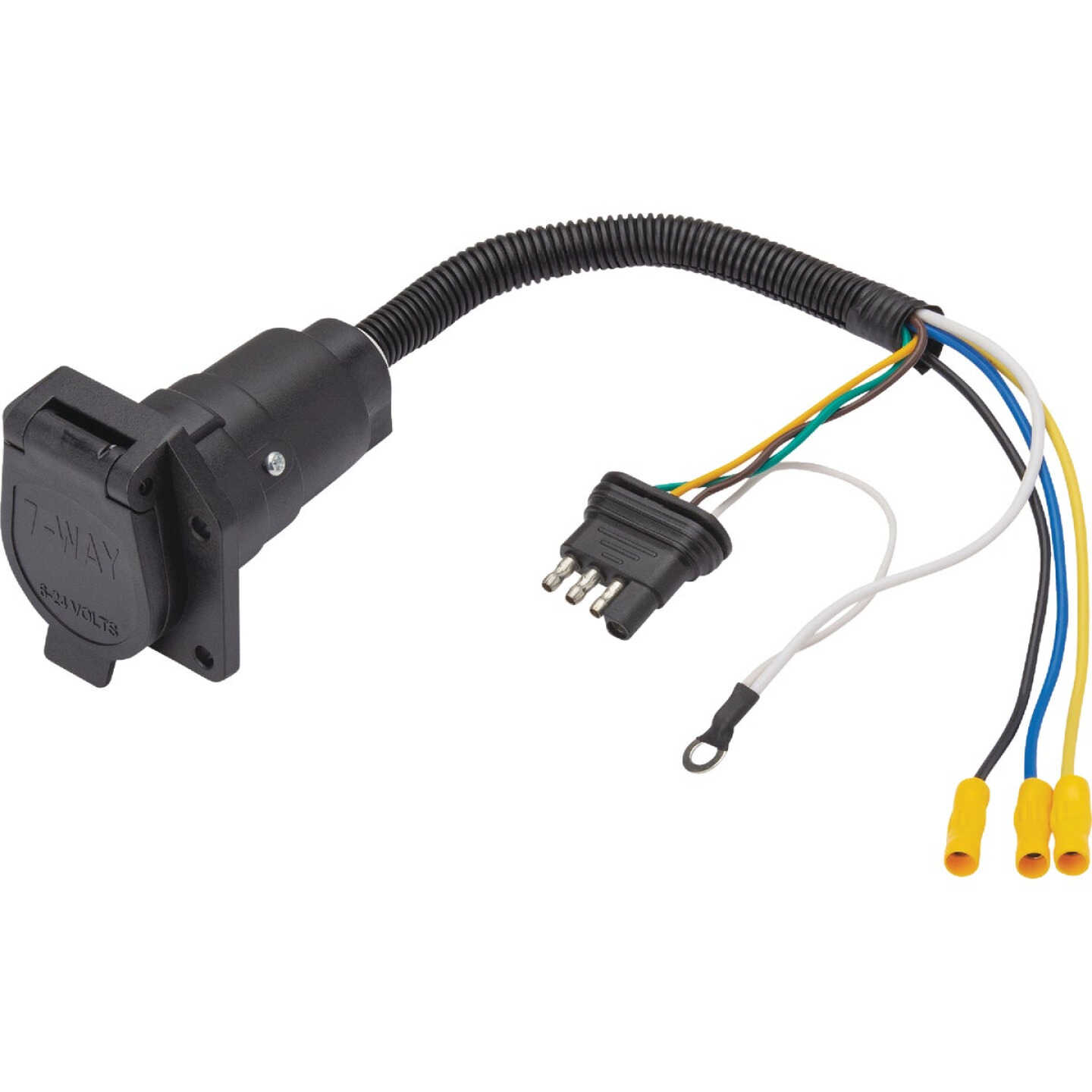 TowSmart Trailer 4-Way Flat To 7-Way Blade Wiring Adapter Image 1