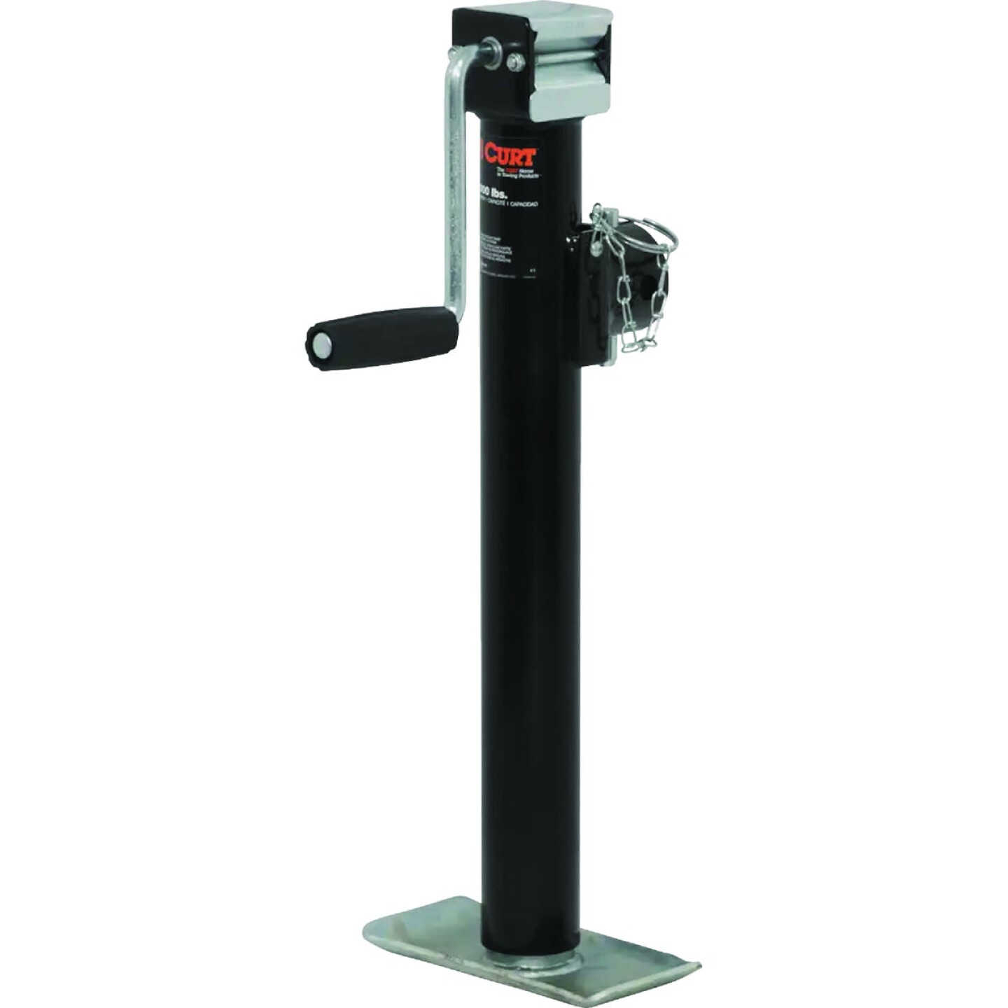 CURT 2000 Lb. Pipe-Mount Swivel Jack with Side Handle, 15 In. Travel Image 1