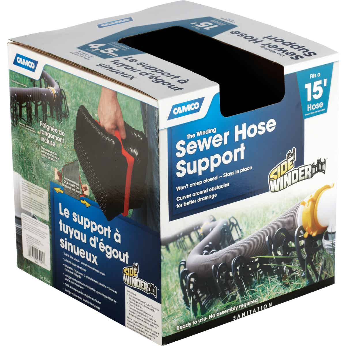 Camco 15 Ft. Sturdy, Lightweight Plastic Sidewinder RV Sewer Hose Support Image 3