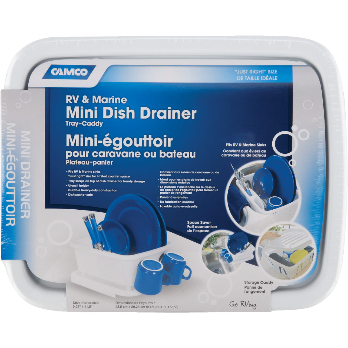 Camco Heavy-Duty Plastic 9.50 In. x 11.69 In. White RV Dish Drainer Image 3