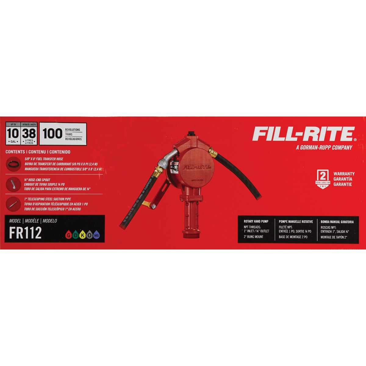 Fill-Rite Rotary Hand-Operated Fuel Transfer Pump with Nozzle Spout Image 3