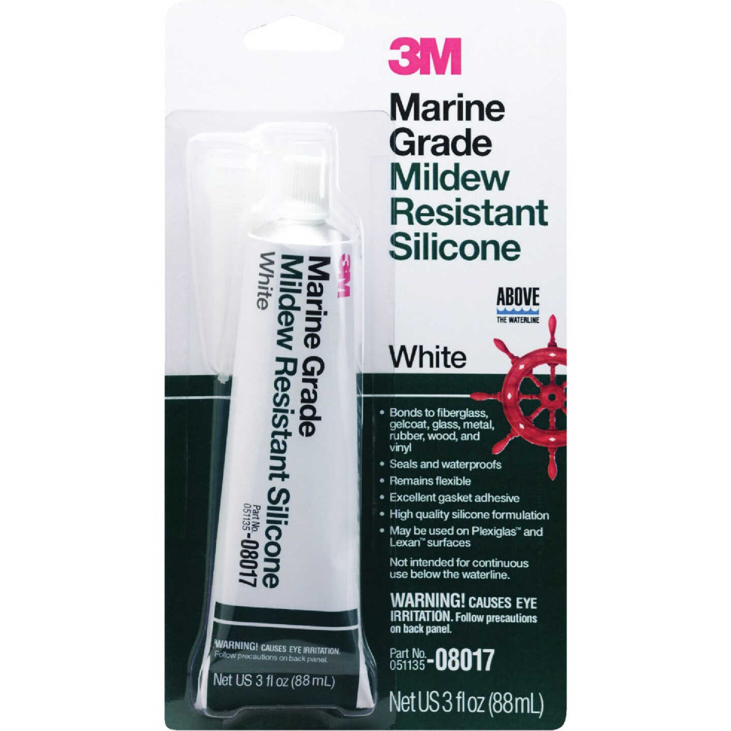 3M 3 Oz. White Marine Grade Mildew-Resistant Silicone Image 1