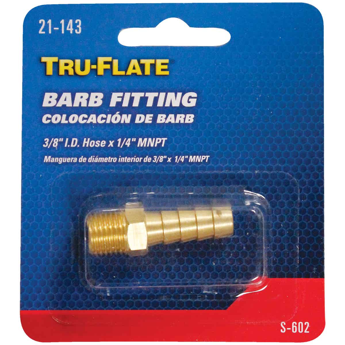 Tru-Flate 3/8 In. Barb 1/4 In. MNPT Brass Hose End Image 2