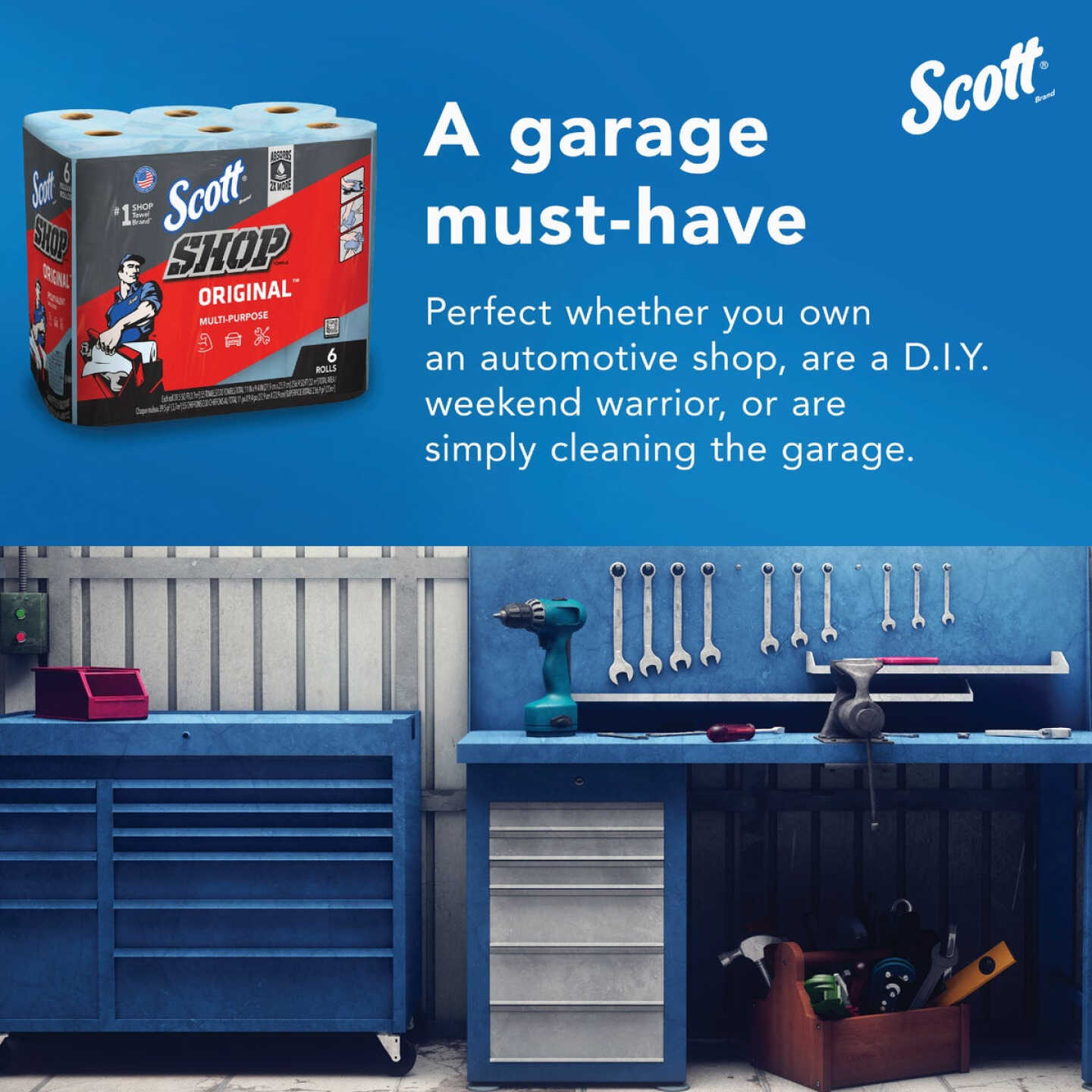 Scott 11 In. W x 9.4 In. L Disposable Original Shop Towel (6-Roll/330-Sheets) Image 3