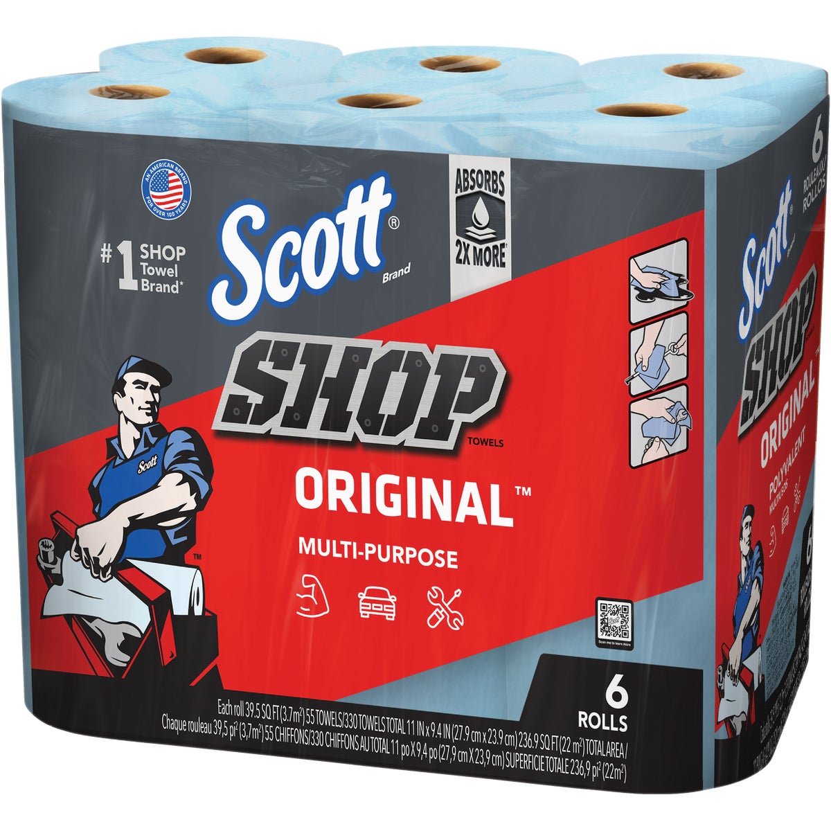 Scott 11 In. W x 9.4 In. L Disposable Original Shop Towel (6-Roll/330-Sheets) Image 1