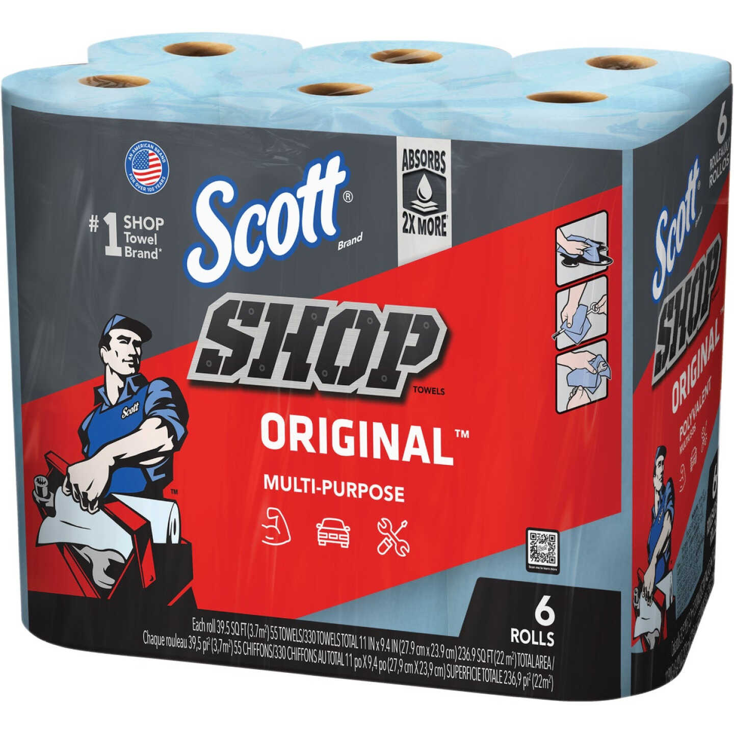 Scott 11 In. W x 9.4 In. L Disposable Original Shop Towel (6-Roll/330-Sheets) Image 1