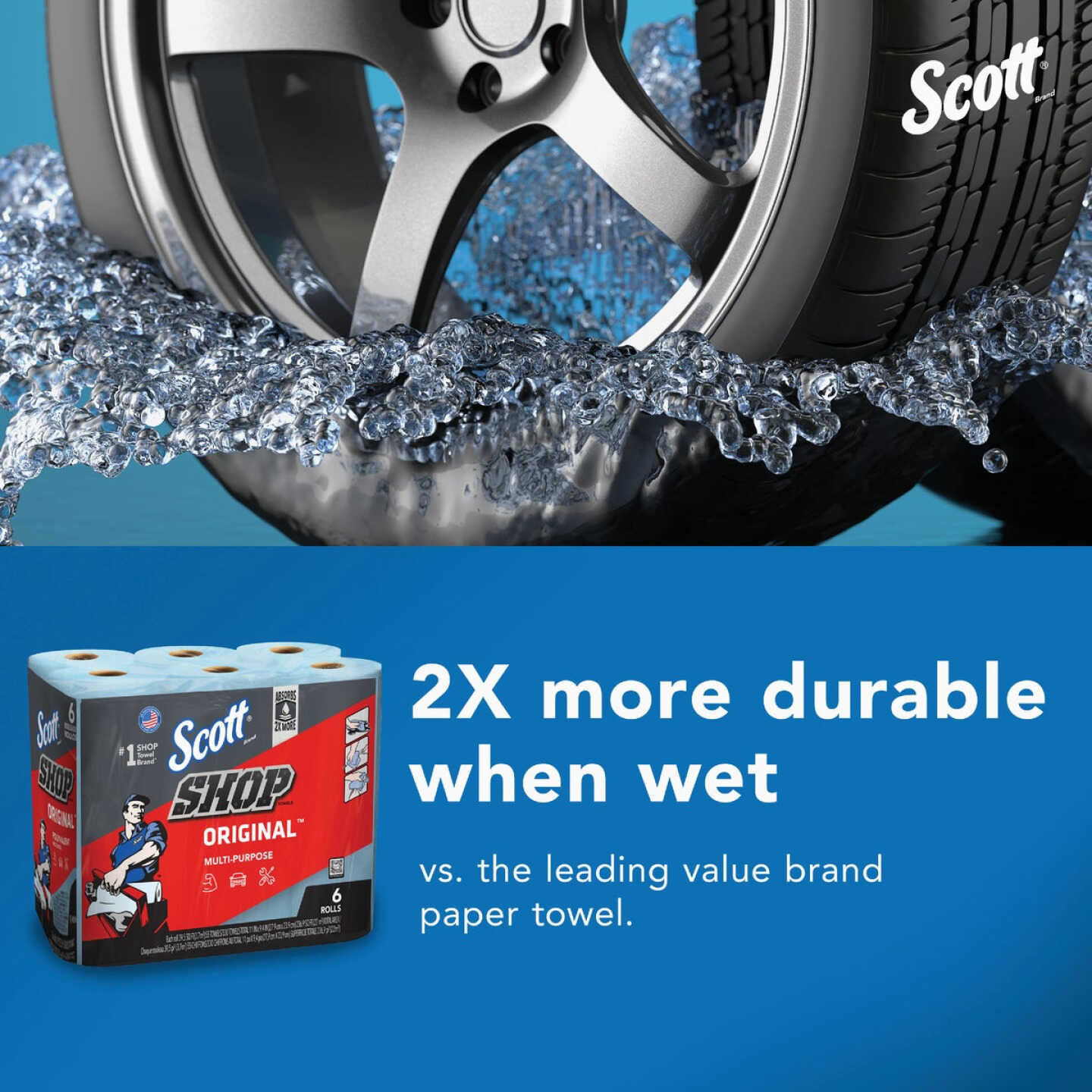 Scott 11 In. W x 9.4 In. L Disposable Original Shop Towel (6-Roll/330-Sheets) Image 2