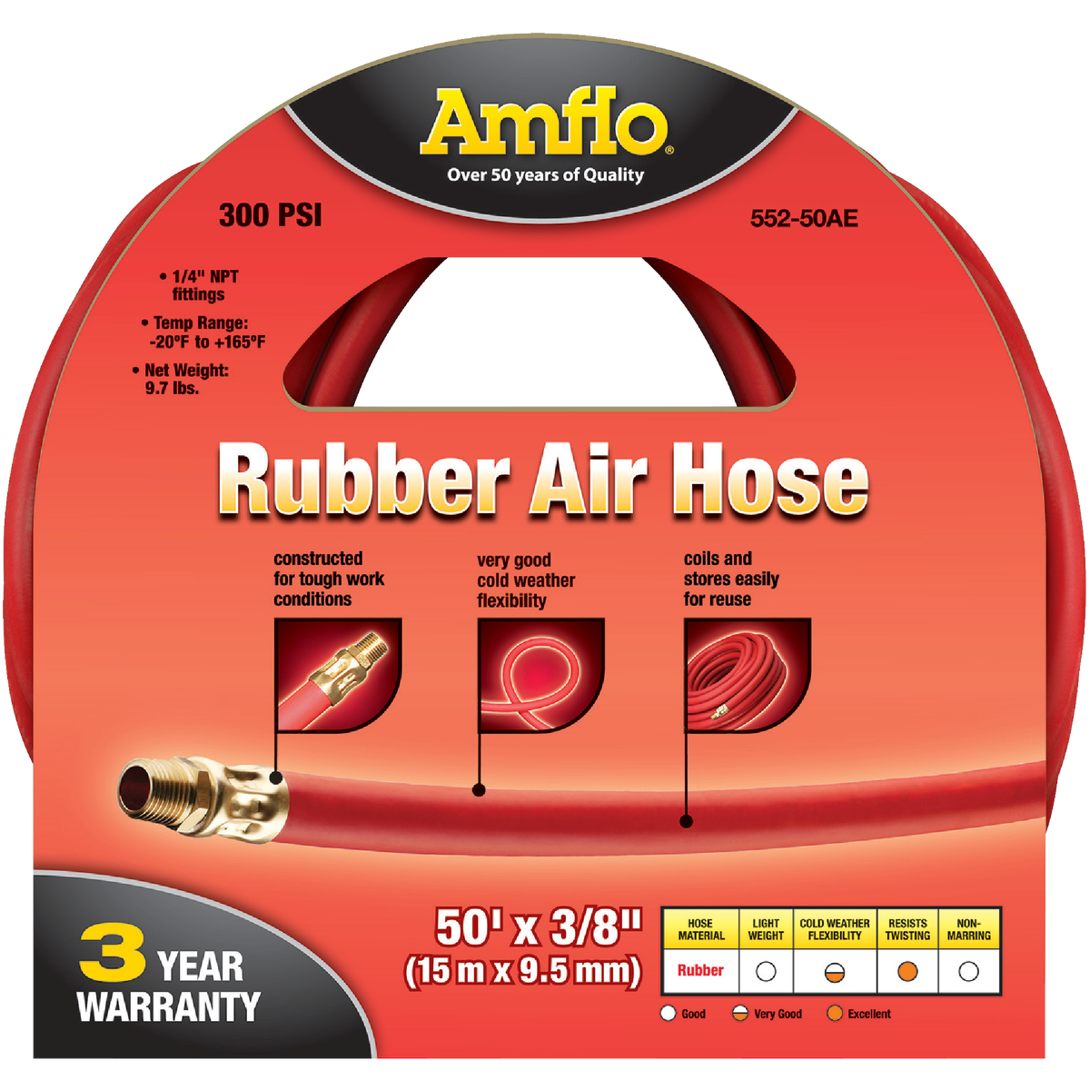 Amflo 3/8 In. x 50 Ft. Rubber Air Hose Image 2